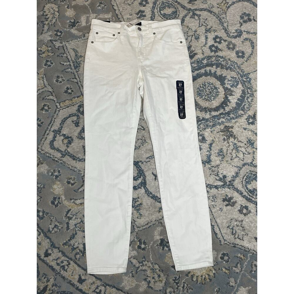 J. Crew 9" Mid Rise Womens Skinny Jeans White Denim in Signature Stretch 27